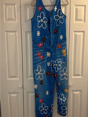 Blue Floral Denim Women’s Tall Jumpsuit
